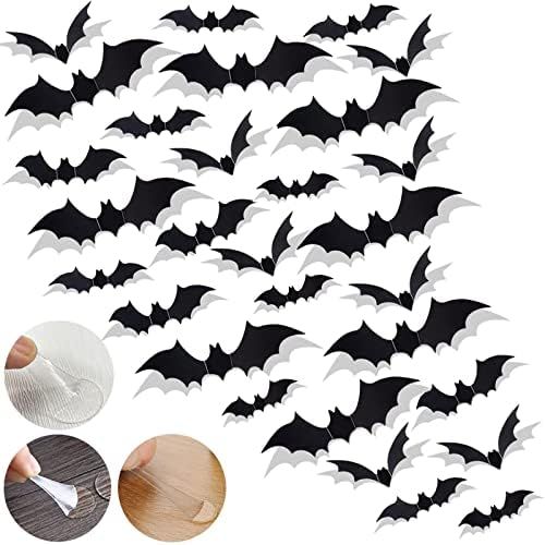 Halloween Bats Wall Decor, 2022 Upgraded 3D Bat Stickers Decoration 60 Pcs 4 Sizes Reusable PVC B... | Amazon (US)