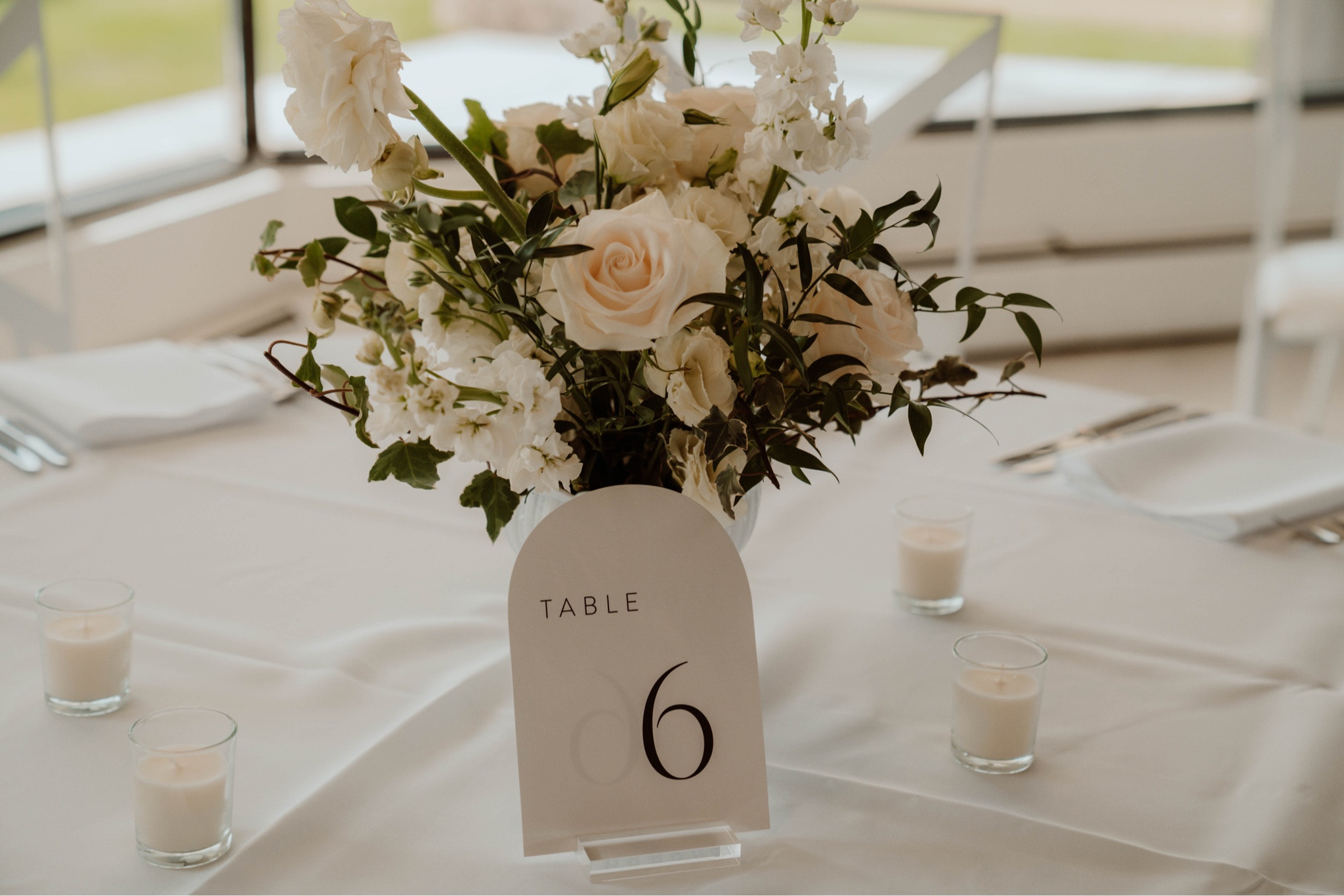 Arched Wedding Table Numbers with Acrylic Base with Ivory Voltive Candles and White Lace Compote Vases for DIY flowers

#LTKfamily #LTKFind #LTKwedding