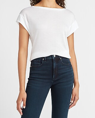Relaxed Bateau Neck Tee | Express