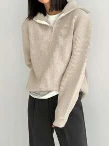 DAZY 1pc Quarter Zip Drop Shoulder Sweater SKU: sw2207208884112796(100+ Reviews)$26.99$25.64Join ... | SHEIN