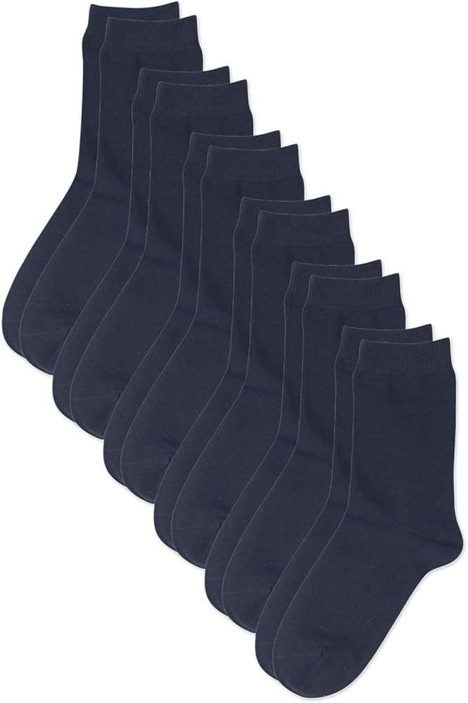COTTON DAY Unisex Little Kids Youth Boys Girls Soft Cotton Crew Dress Socks Seamless Toe Black Wh... | Amazon (US)