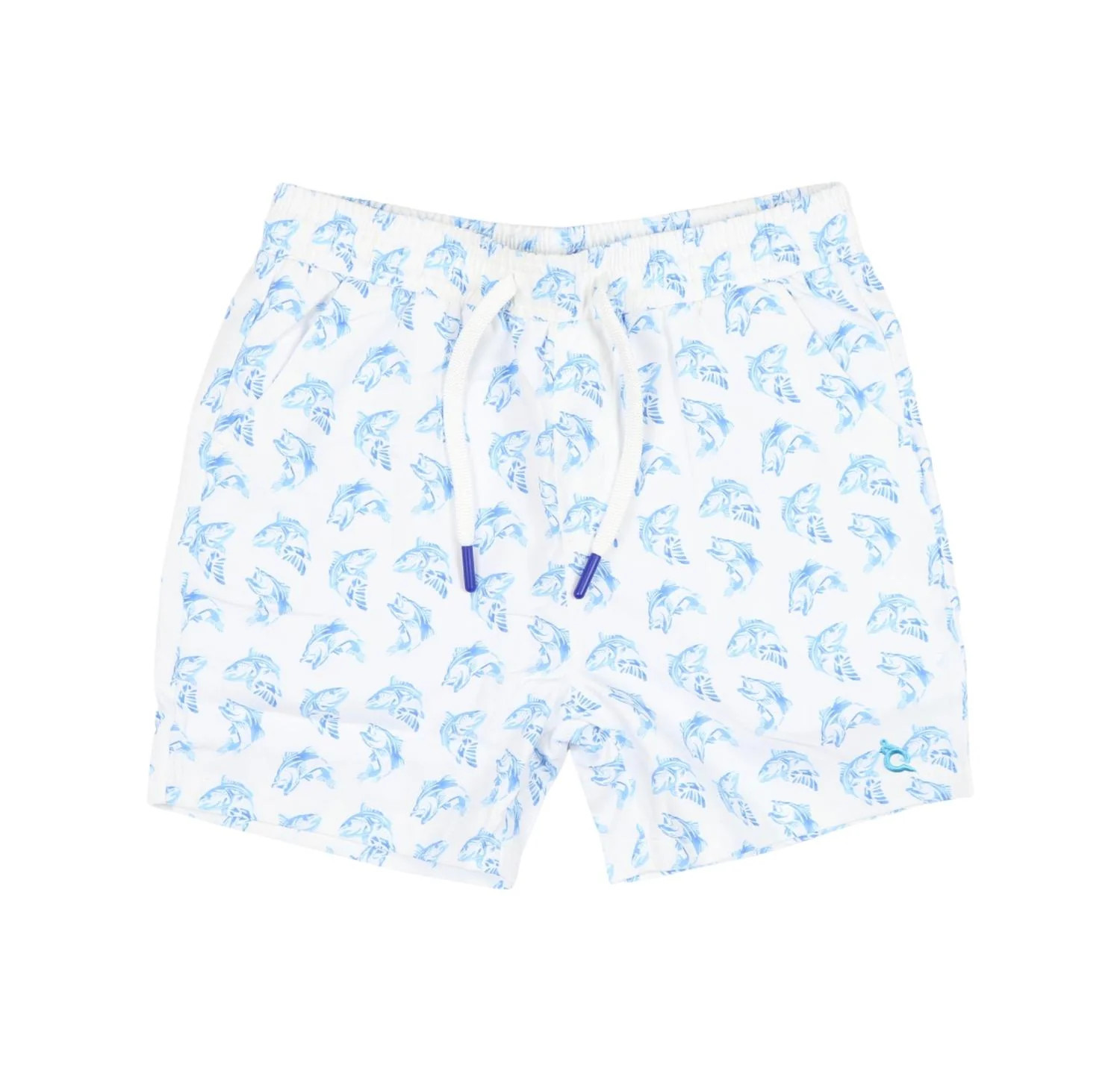 Boy's Bass Swim Trunk In White/ Blue | Shop Simon