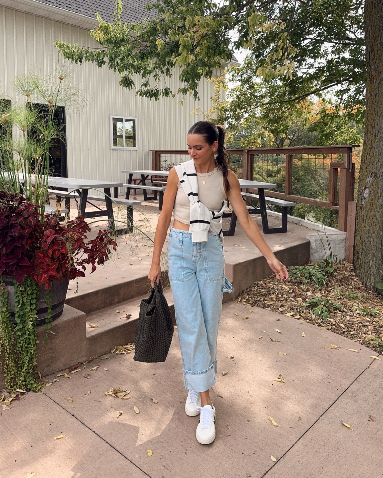Crop tank: sized up M
Stripe crewneck: tts (6 in lulu)
Jeans: size down 1 (25) can be worn uncuffed too 
Sneakers: size up for half sizes 

Electric picks code TAYLOR20

Early fall outfit 

#LTKSeasonal #LTKfindsunder100 #LTKitbag
