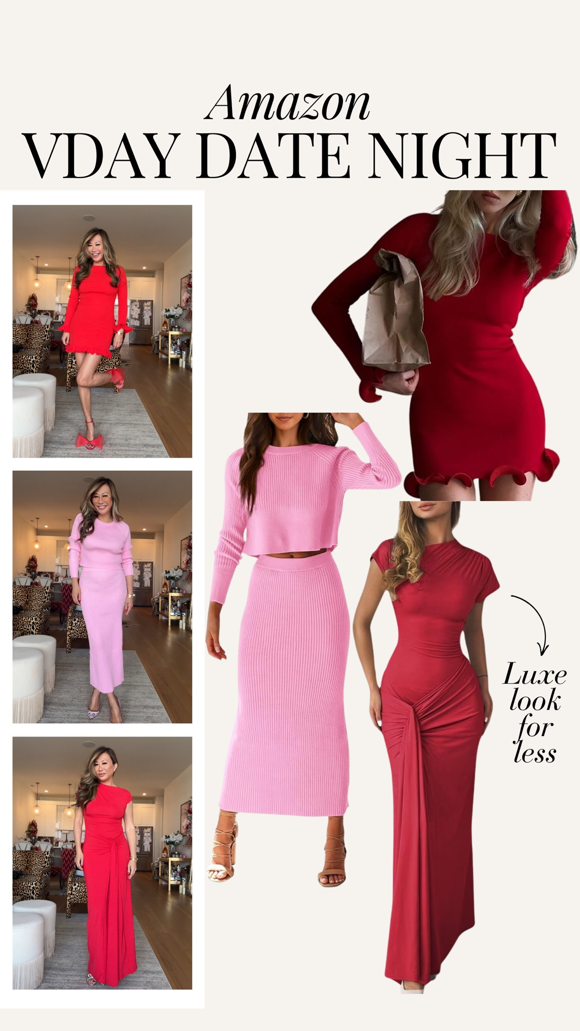Amazon Valentine’s Day date night outfits! Amazon dress, Amazon set, red dress, designer look for less, Amazon finds 

#LTKStyleTip #LTKFindsUnder100