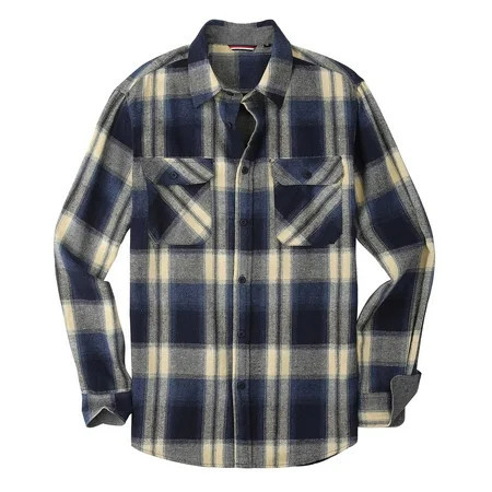 Hvyesh Men s Flannel Plaid Shirts Long Sleeve Button Down Shirts Casual Cotton Lapel Neck Work T-Shirts Fall Shirt Jacket | Walmart (US)
