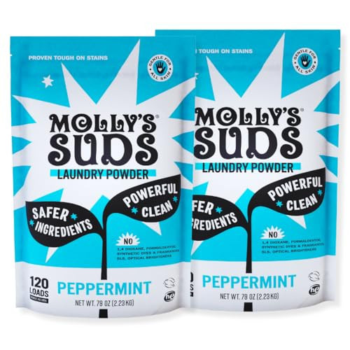 Molly's Suds Original Laundry Detergent Powder | Clean Laundry Detergent Powder for Sensitive Skin | Simple, Effective Ingredients, Stain Fighting | 240 Load (Peppermint) | Amazon (US)