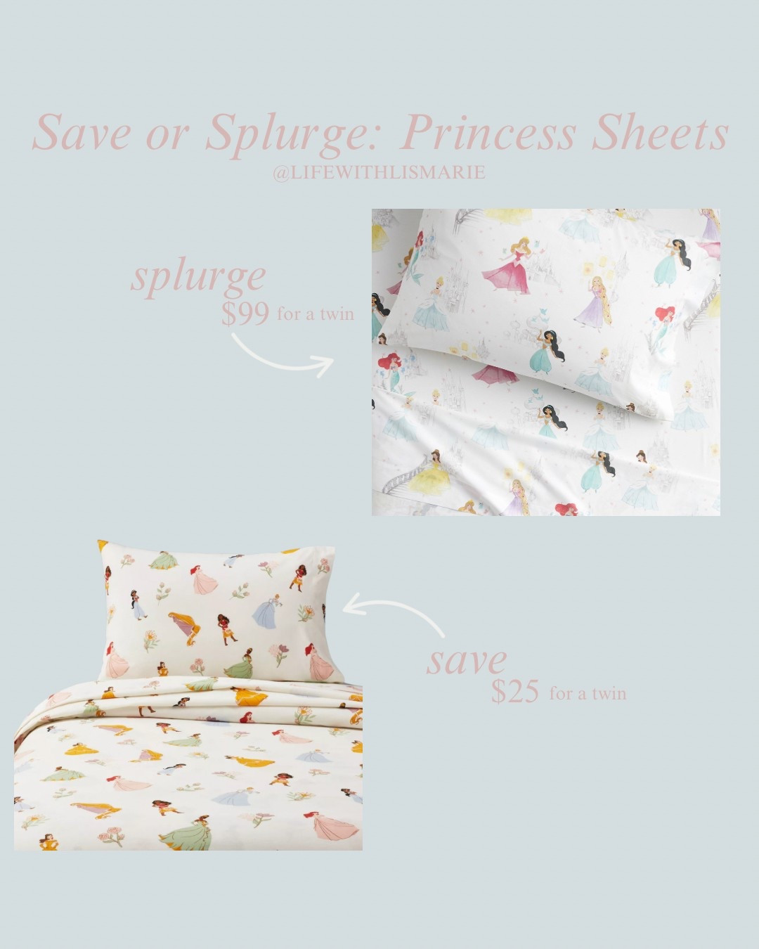 Princess bedsheets: save or splurge! Both are super cute 😍🥰 

#LTKHome #LTKFamily #LTKKids