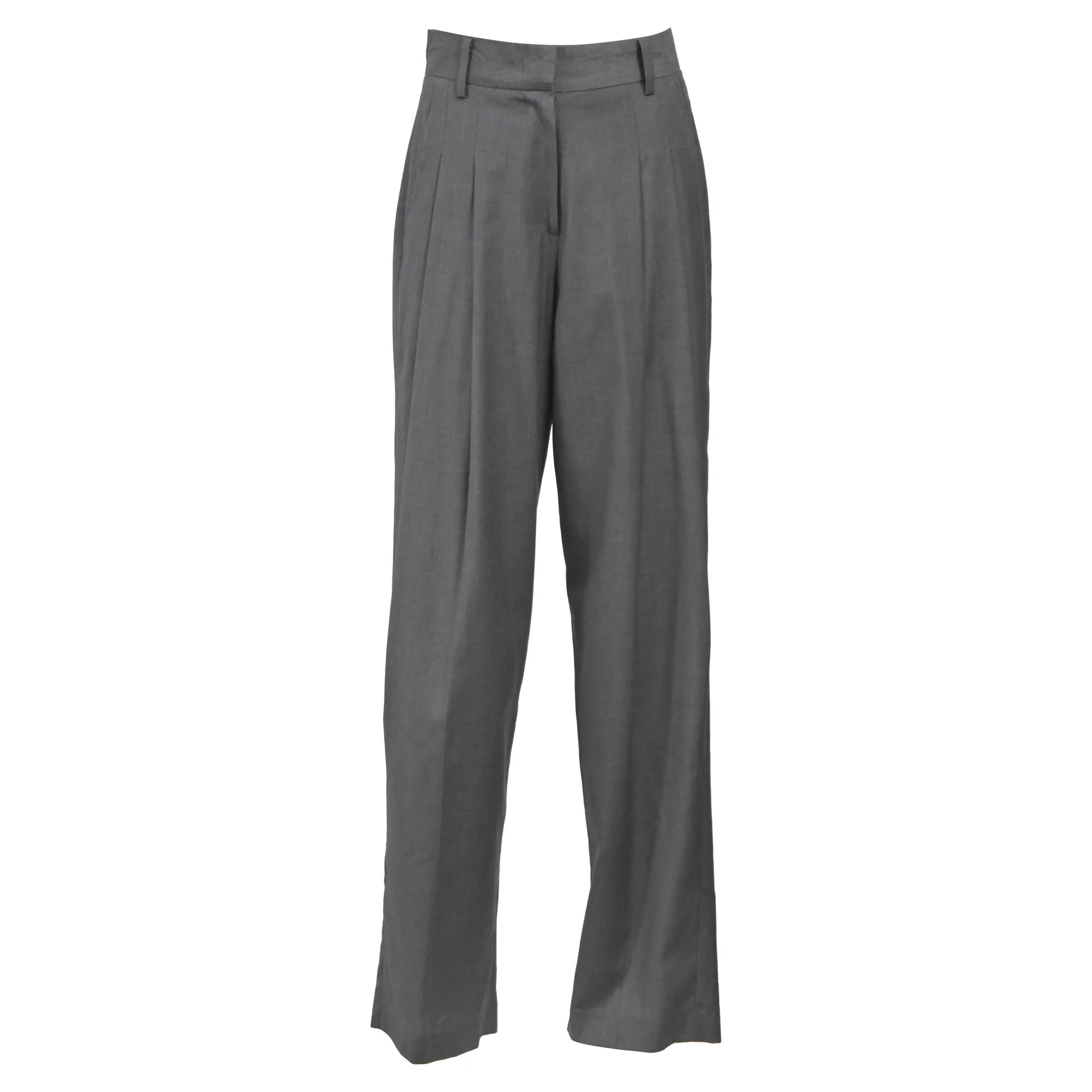 The Frankie Shop Wide Leg Trousers in Grey Wool | Shop Simon