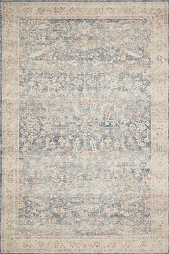 Loloi II Hathaway Collection HTH-02 Denim / Multi 2'-6" x 7'-6", .25" Thick, Runner Rug, Soft, Du... | Amazon (US)