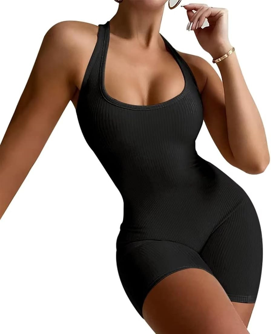 EOJN Women's One Piece Short,Catsuit Bodycon Sleeveless Tank,Jumpsuits Rompers Playsuit | Amazon (US)