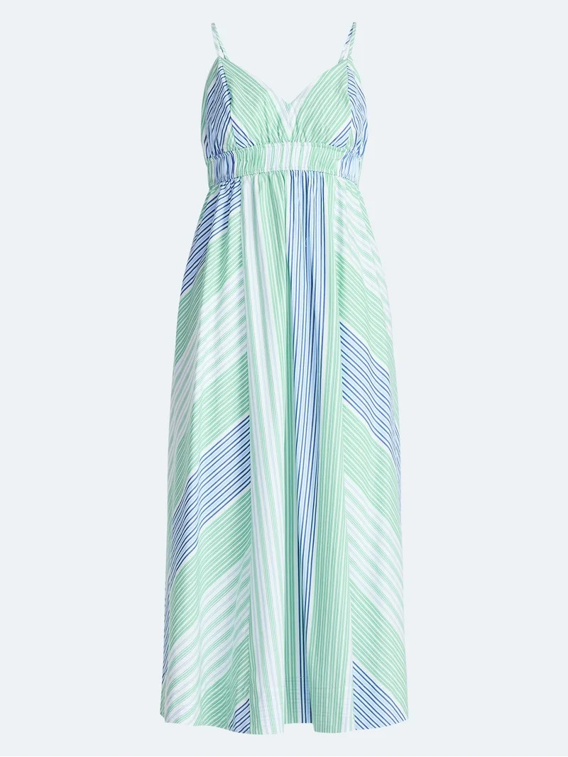 Free Assembly Women's and Women's Plus Striped Cotton Maxi Dress, with Cut Out Back, Sizes XS-4X | Walmart (US)