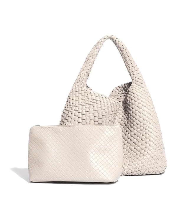 Woven Bag Vegan Leather Hobo handbags for Women, Top-handle Shoulder Tote Braided Bag Underarm Pu... | Amazon (US)