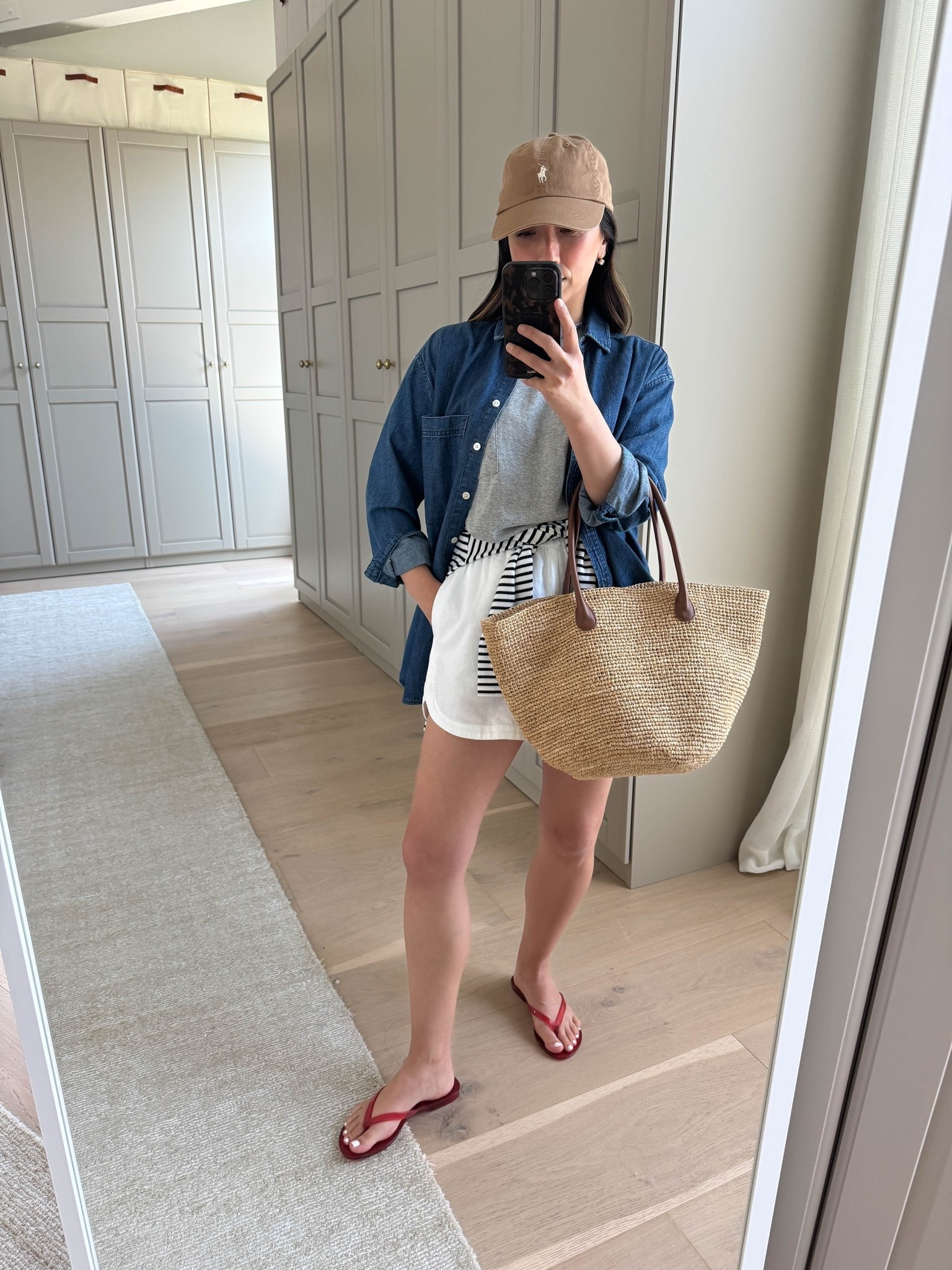 Easy summer outfit idea with basics we all have in our wardrobes. 

AYR denim Shirt xs
Jenni Jayne tee small
Le Bop linen shorts small
Madewell sandals 5
Aritzia tote
Polo Ralph Lauren hat
Electric picks rope necklace
Dorsey James necklace 15”
Electric picks earrings

summer outfits, summer style, petite style

#LTKootd #LTKmomlife #LTKPetite