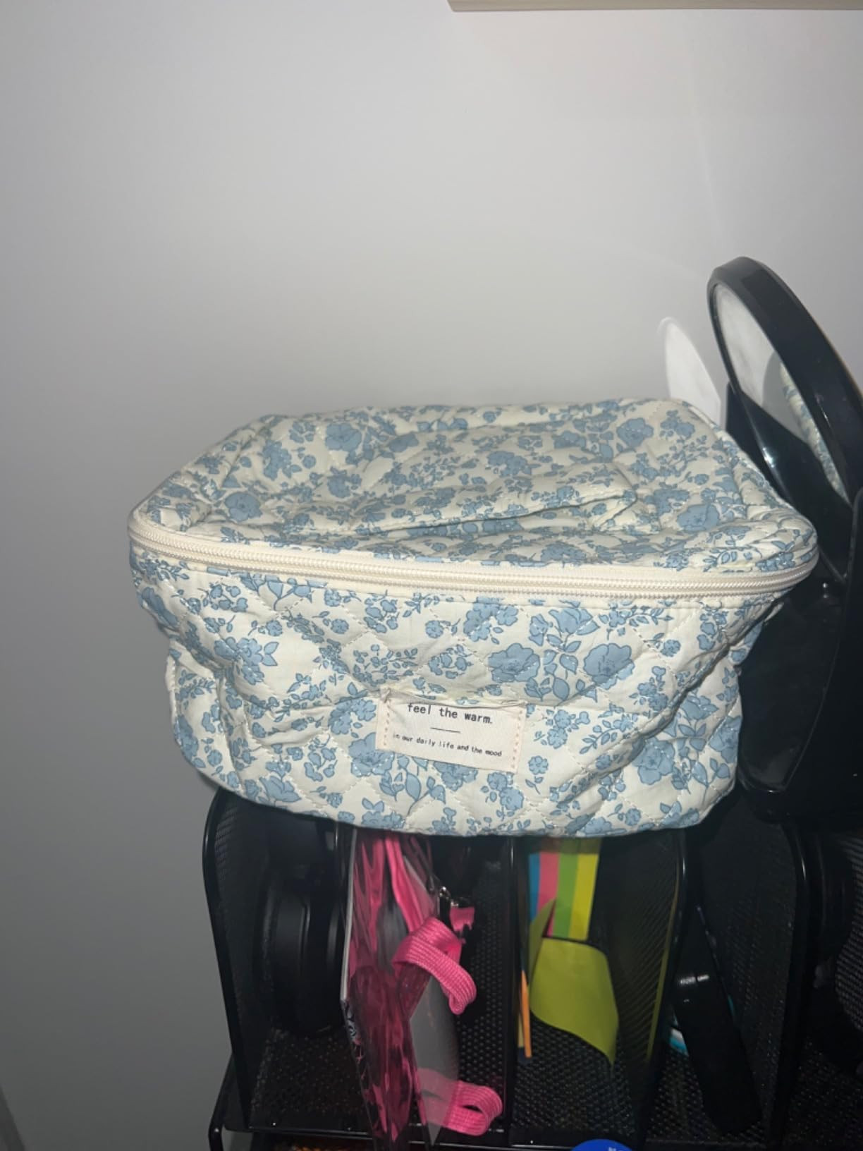 Makeup Bag,Quilted Cosmetic Bag,Large Floral Make Up Bag for Women,Cotton Makeup Bag Set,Flower T... | Amazon (US)