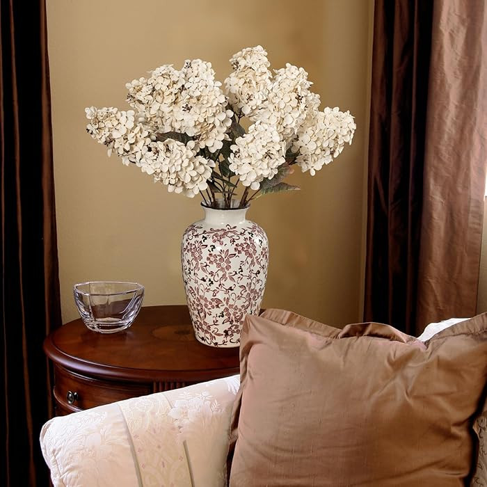 Fake Flowers Hydrangea Silk Flowers With Stems White Flowers Fake Flowers In Vase Hydrangea Artif... | Amazon (US)