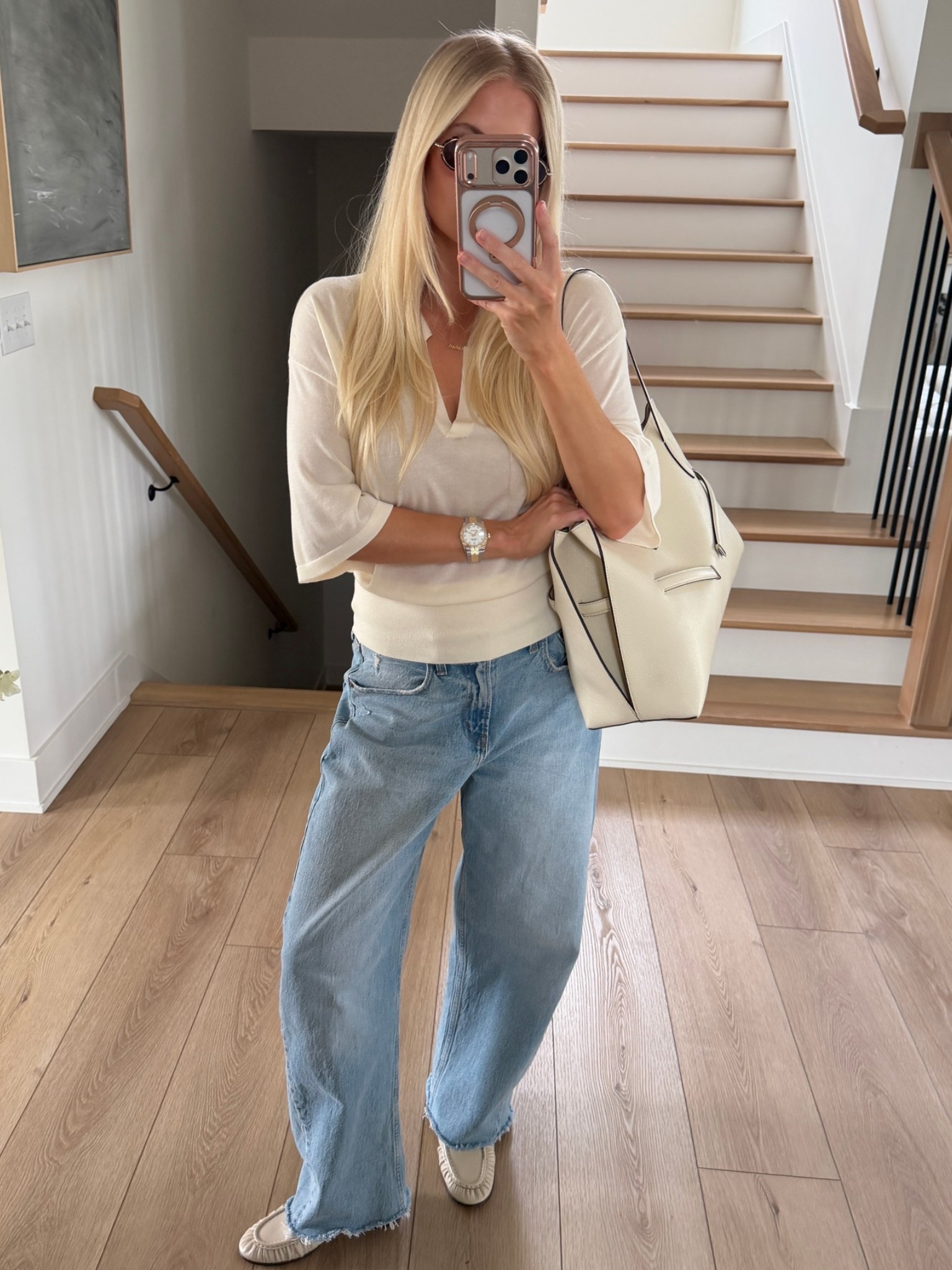 SIZE: small in top, 29 reg in jeans, shoes run tts! #kathleenpost

Postpartum outfit, fall transition outfit, casual chic look, loafer outfit

#LTKootd #LTKmomlife
