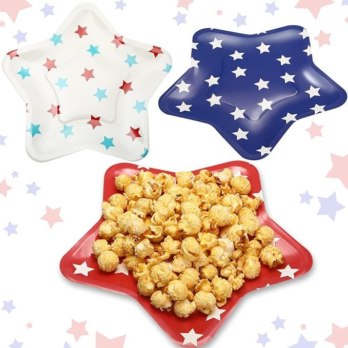 Rtteri 100 Pcs 4th of July Paper Plates Red White and Blue Patriotic Star Shaped Disposable Party... | Amazon (US)