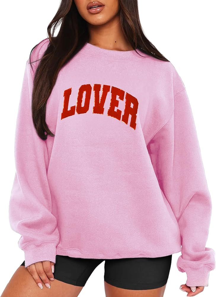 MAPICK Valentine Sweatshirts for Women Funny Letter Printed Chenille Patch Pullover Sweaters Long... | Amazon (US)