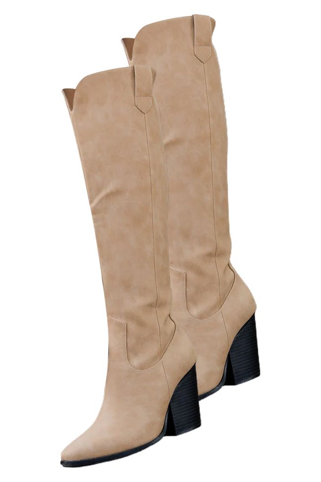 Este Tan Heeled Pointed Toe Boots | Pink Lily