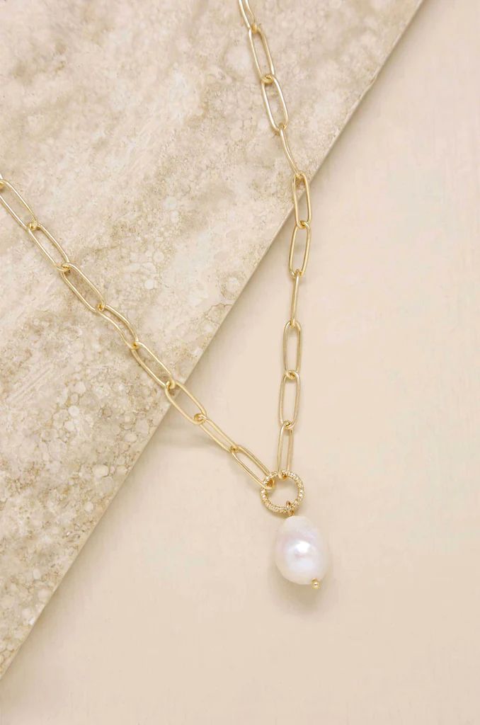 Single Pearl Open Links 18k Gold Plated Chain Necklace | Ettika