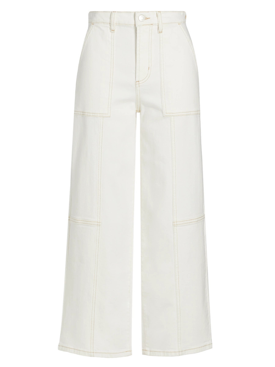 Women's Getty Wide-Leg Ankle-Crop Jeans - Vintage Ecru Contrast Stitch - Size 27 | Saks Fifth Avenue