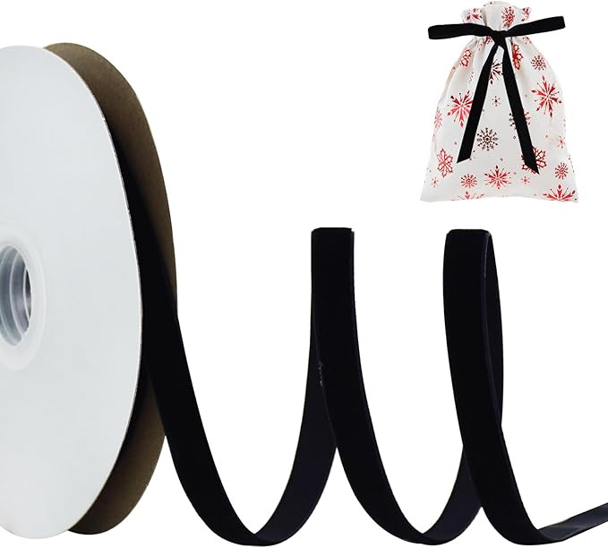 TONIFUL Black Velvet Ribbon 3/8 Inch x 10yds, Vintage Velvet Ribbons, for Christmas Wreath Decora... | Amazon (US)