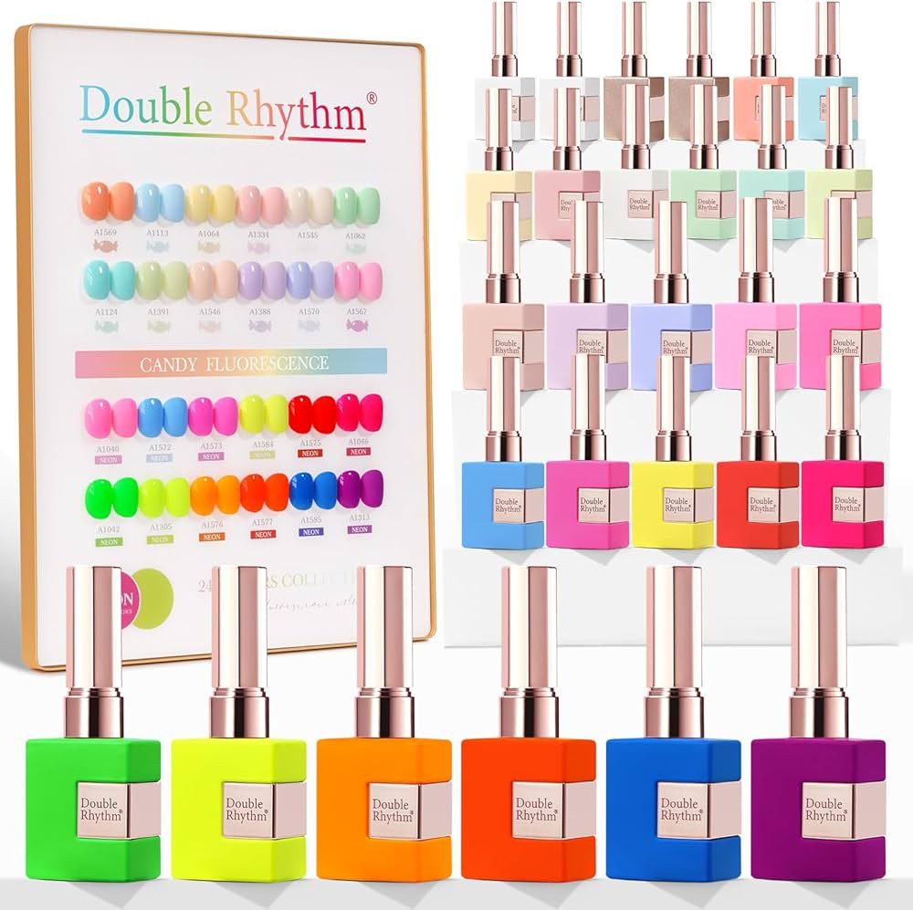 Double Rhythm 28Pcs 0.5Oz Gel Nail Polish Set Same Color Same Bottle Soak Off Gel Polish Kit Nail... | Amazon (US)