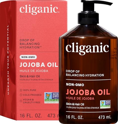 Cliganic Jojoba Oil Non-GMO, Bulk 16oz | 100% Pure for Skin, Hair & Face, Cold Pressed Natural Hexane Free - Hair Relaxer | Amazon (US)