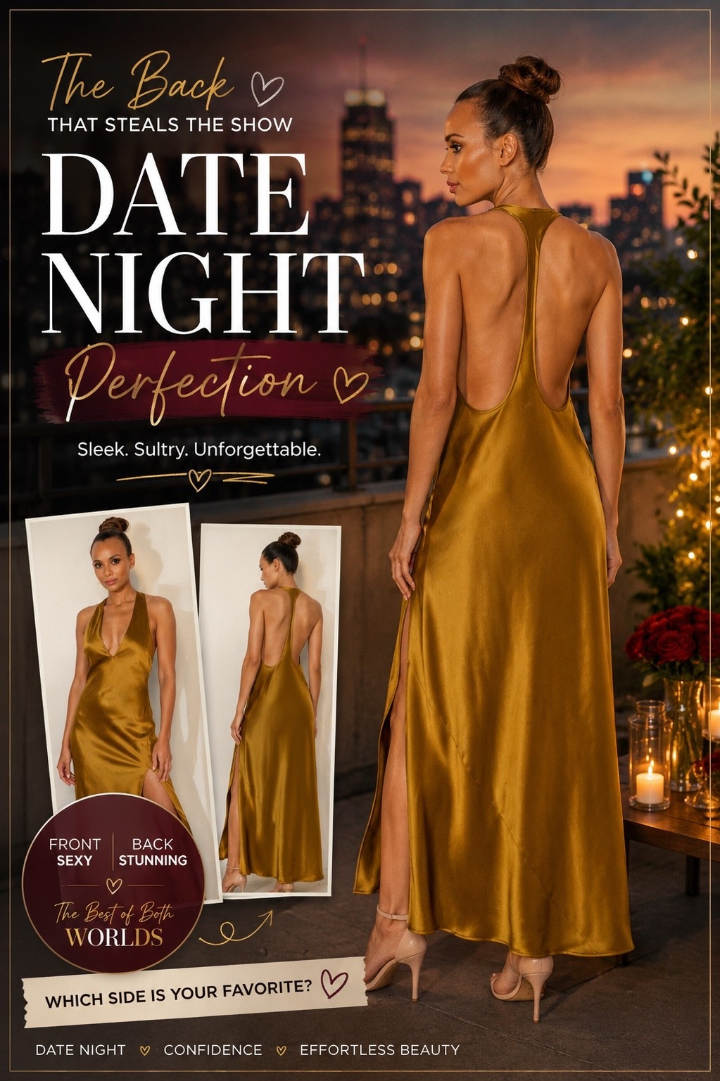 The back of this dress is the real showstopper. ✨🤎 Sleek satin, effortless movement, and such a stunning date-night look.

#DateNightStyle #SatinDress #BacklessDress #EveningLook #StyleInspo #OOTD #FashionTok

#LTKootd