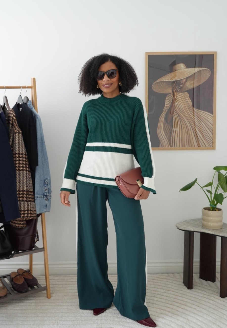 What a gorgeous green and cream outfit. The trousers need a but of hemming, but I love the overall outfit. 

Petite spring outfit 2026
Green and cream outfit
French Connection outfit
Wide trousers
Green striped jumper 

#LTKpetite #LTKspring #LTKuk