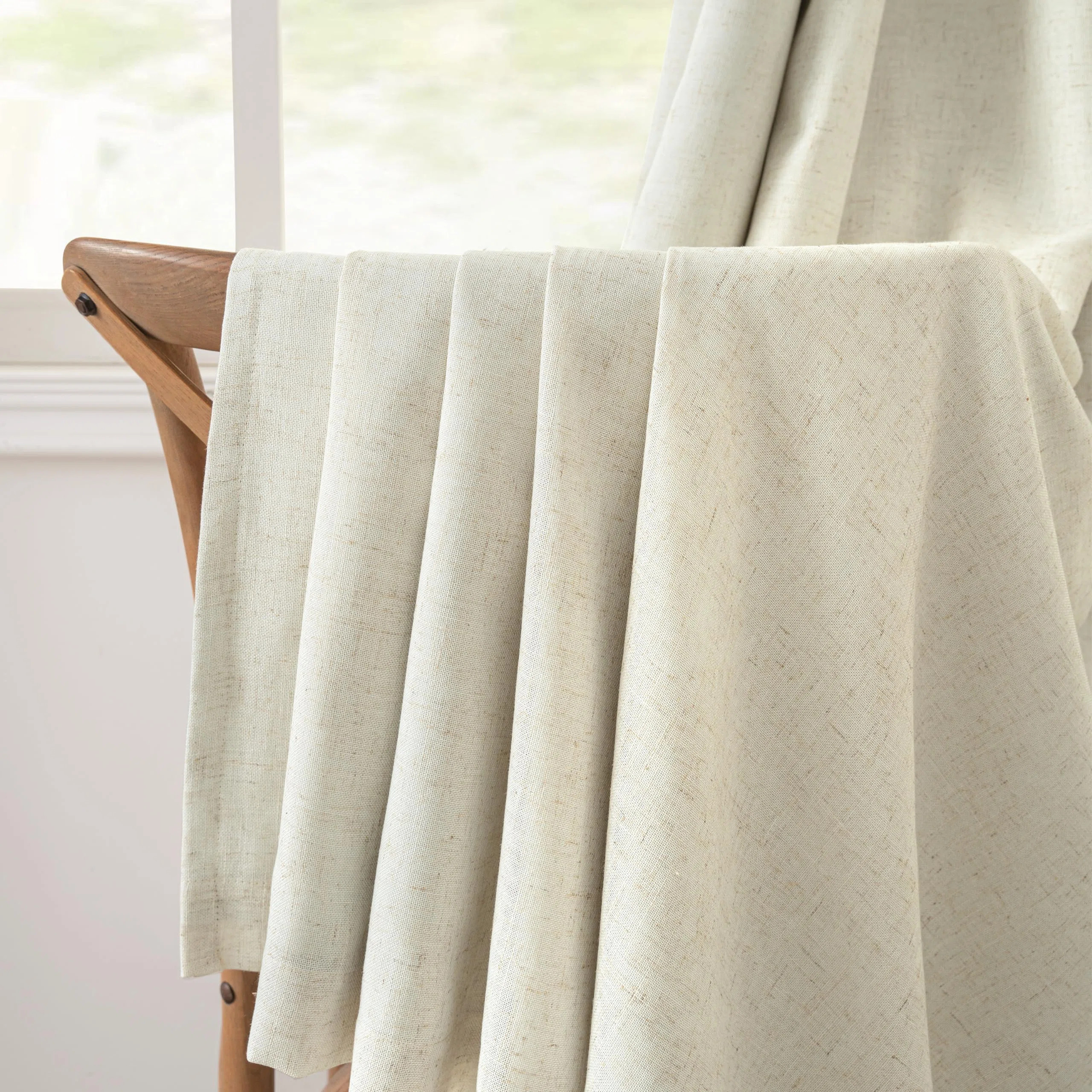 Pinch Pleat 100% Blackout Natural Linen Curtains 2 Layers Farmhouse Thermal Insulated 2 Panels (S... | Wayfair North America