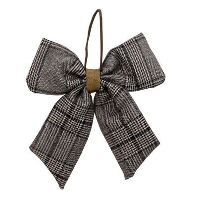 Northlight 19" Black and Gray Houndstooth Plaid Christmas Bow Decoration | Target