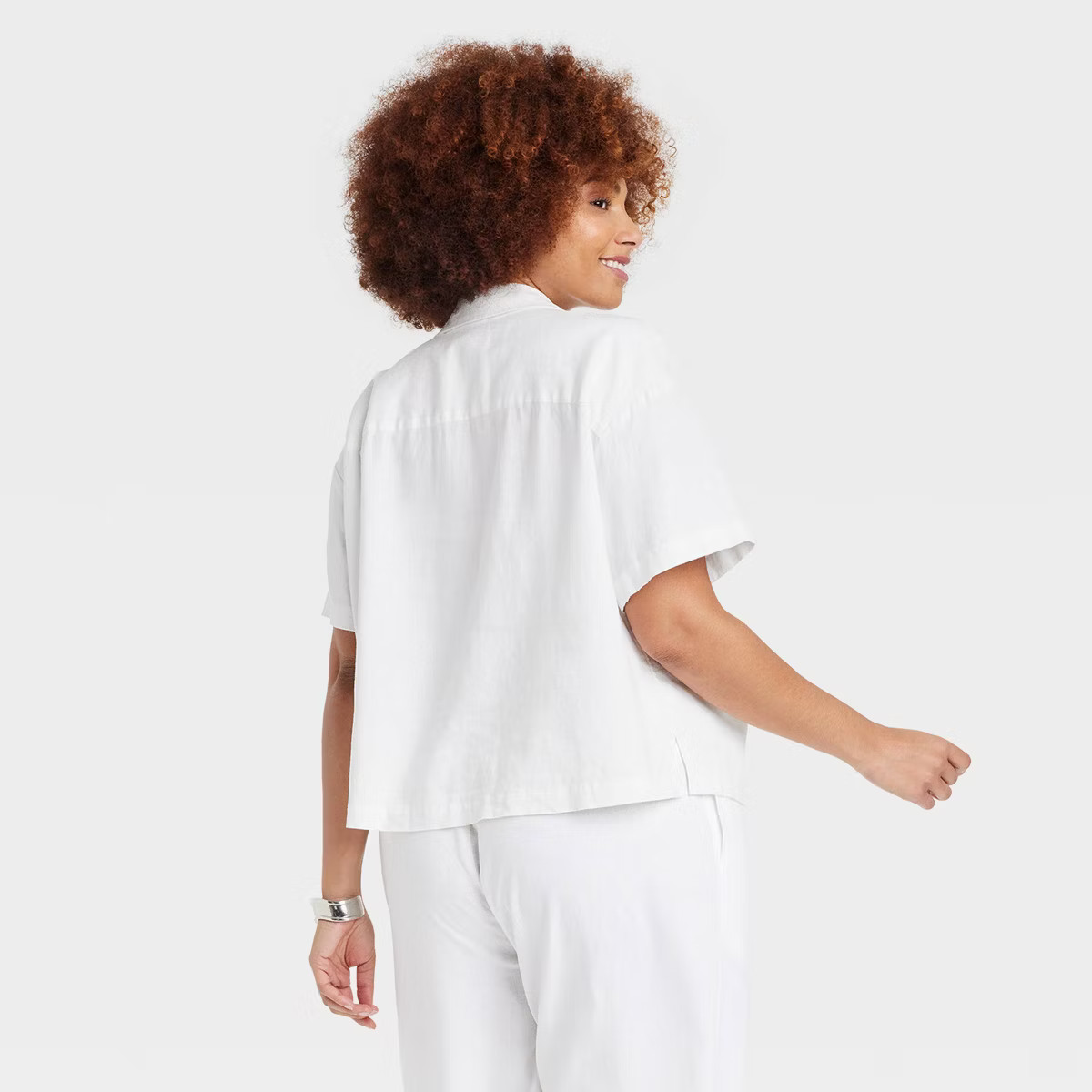 Women's Linen Short Sleeve Button-Down Camp Shirt - A New Day™ | Target