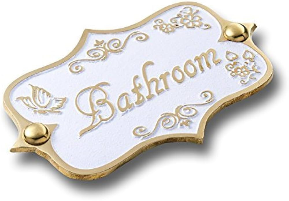 Bathroom Brass Door Sign. Vintage Shabby Chic Style Home Décor Wall Plaque Handmade By The Metal... | Amazon (CA)