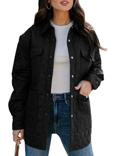 EVALESS Quilted Jackets for Women Lightweight Long Sleeve Button Down Puffer Jacket Warm Winter C... | Amazon (US)