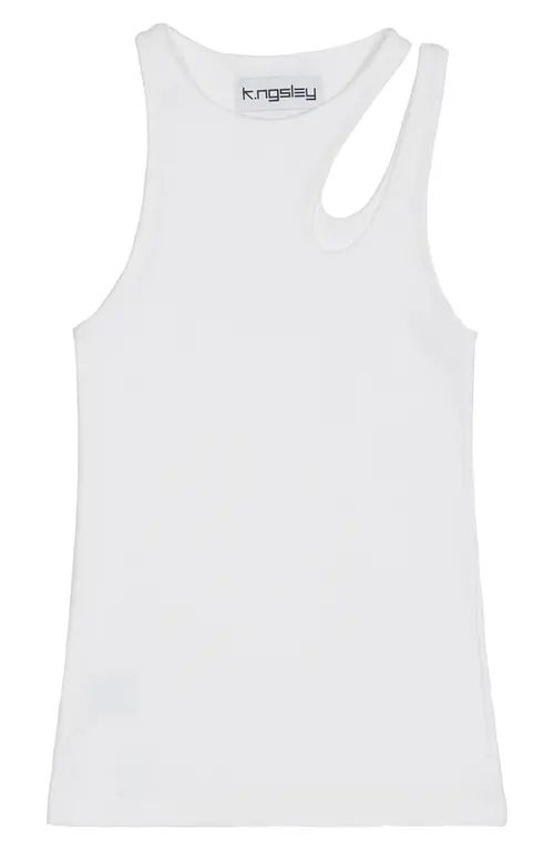 K.NGSLEY Unisex Romain Cutout Ribbed Tank in White at Nordstrom, Size Small | Nordstrom