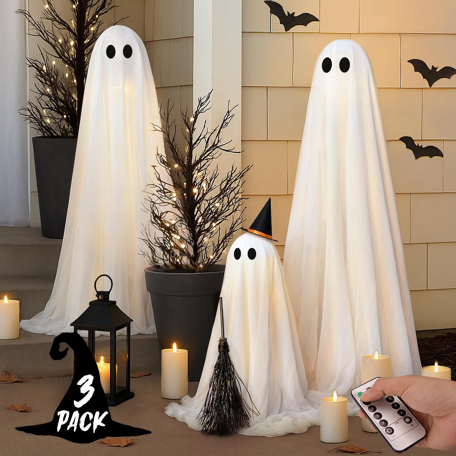 Halloween Decorations - Halloween Decorations Outdoor - Set of 3 Light Up Spooky Ghosts Decoratio... | Amazon (US)