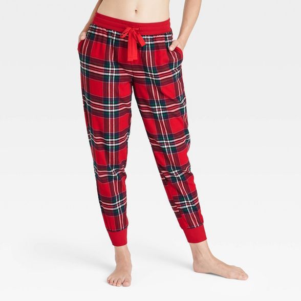 Women&#39;s Perfectly Cozy Flannel Plaid Jogger Pajama Pants - Stars Above&#8482; Cream S | Target