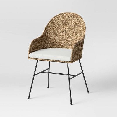 Landis Woven Backed Dining Chair with Cushion Natural - Threshold™ | Target