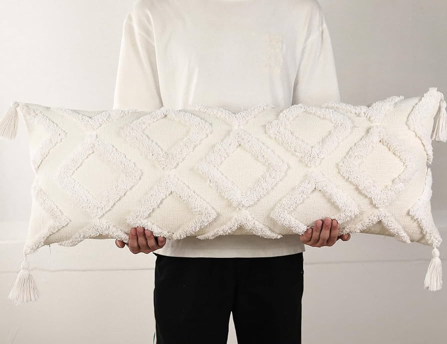 PANOD Decorative Long Lumbar Pillow Cover 14x36 Boho,Super Soft Chenille Extra Long Lumbar Pillow... | Amazon (US)