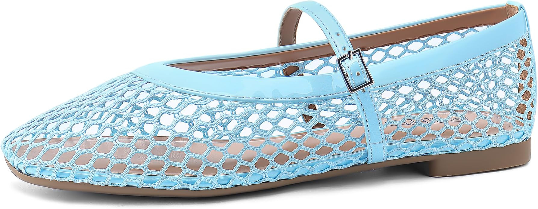 Rihero Mesh Ballet Flats for Women Comfortable Square Toe Ballerina Flats Buckle Strap Casual Fis... | Amazon (US)