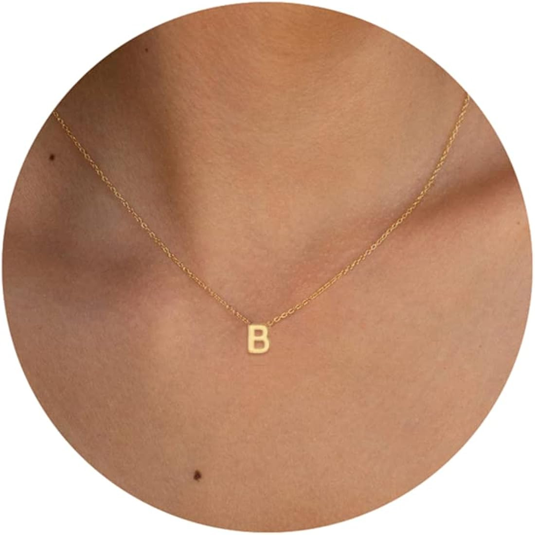 SELFROSE Initial Necklaces for Women, Dainty Gold Letter Necklace 14k Gold Plated Personalized Ti... | Amazon (US)