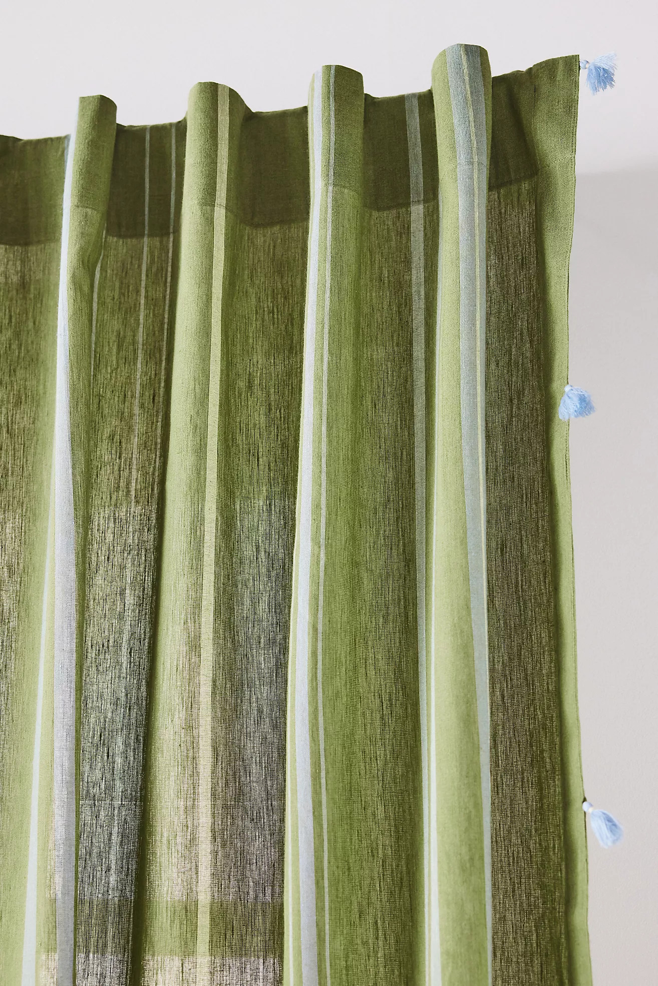 Walton Cotton Linen Sheer Stripe Tassel Curtain | Anthropologie (US)
