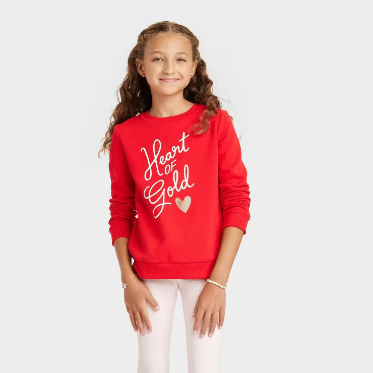 Girls' Valentines Day Printed Pullover Sweatshirt - Cat & Jack™ | Target