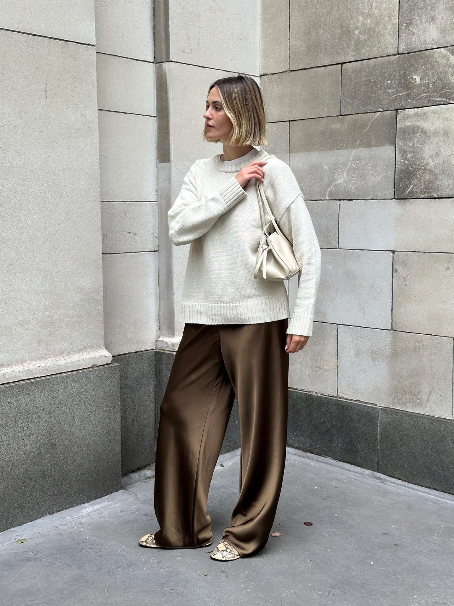 Happy Monday everyone 🤍 ballet flats are Massimo Dutti but sold out. I’ve tagged some more that I’ve got my eye on though. I have these trousers in black too and I have both a 10 and a 12 and both fit me well. I like them a little oversized! Bag is staud but I can’t tag. I added a cos bag I’ve been lusting over for weeks 🤍 
PS - I bought these trousers when I was pregnant and wore them right through my pregnancy - even when I was about to pop. Wore my usual size when pregnant and they’re perfect still xx 

#LTKstyletip #LTKSeasonal #LTKfindsunder100