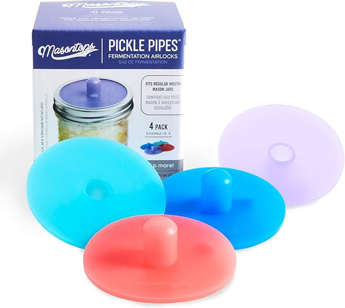 Masontops Pickle Pipes - Airlock Fermentation Lids - Fermentation Kit for Small Mouth Mason Jar S... | Amazon (US)