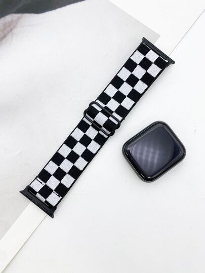 Checkered Print Watchband Compatible With Apple Watch
   SKU: se2206152992989921      
          ... | SHEIN