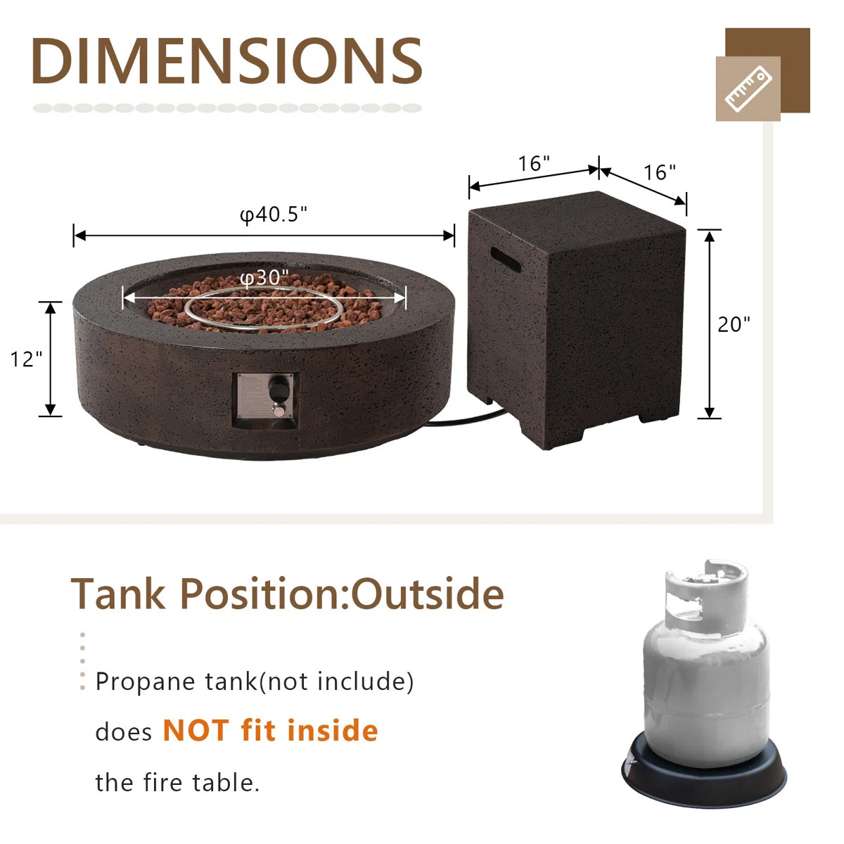 Shade Concrete Propane Outdoor Fire Pit Table | Wayfair North America
