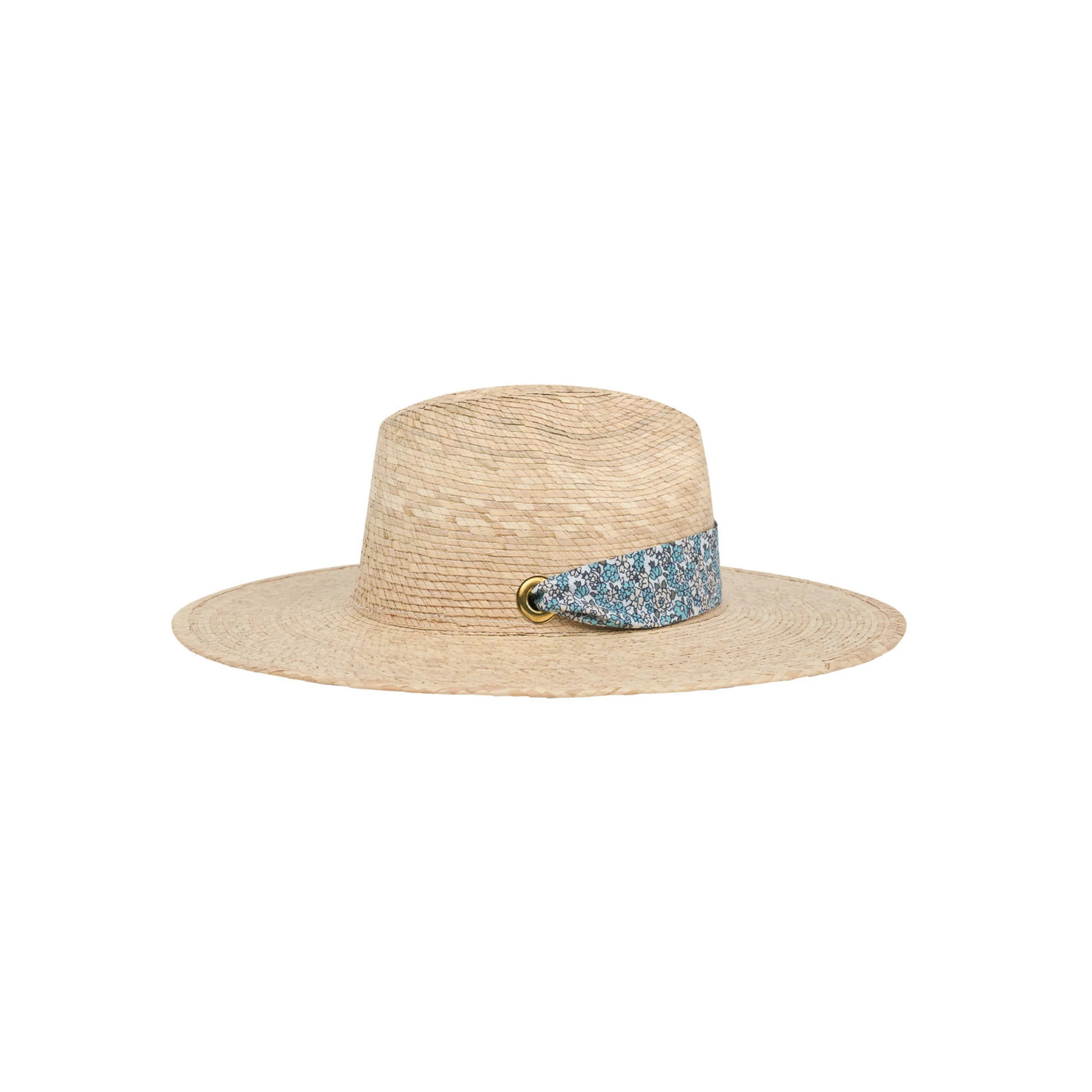 sarah bray bermuda palmetto little girls hat with original slate floral ribbon | Minnow