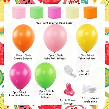 Twotti Frutti Party Backdrop with 54Pcs Fruit Balloon Arch Garland, Tutti Frutti Birthday Photo B... | Amazon (US)